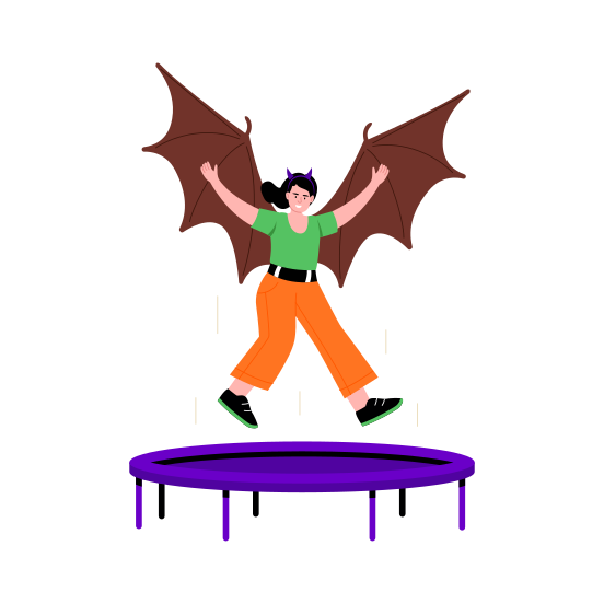 Jumping, Playing, Trampoline, Costume, Celebration, illustration