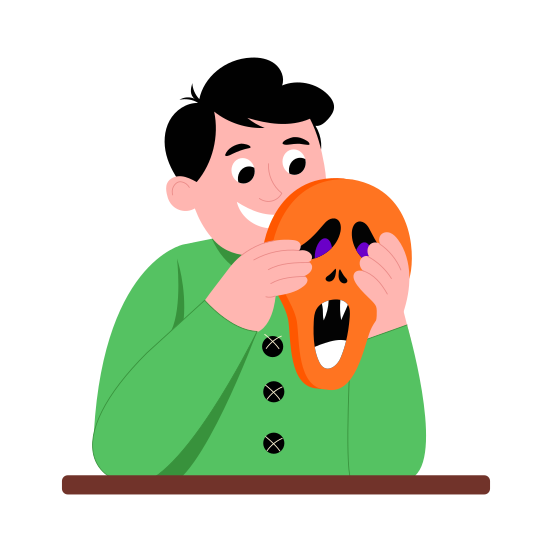 Scary Mask, Disguise, Face Wear, Spooky, Halloween illustration
