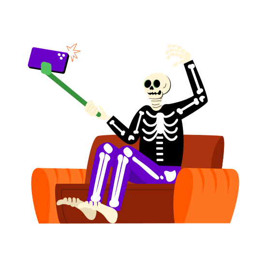 Selfie, Picture, Photography, Skeleton, Spooky illustration