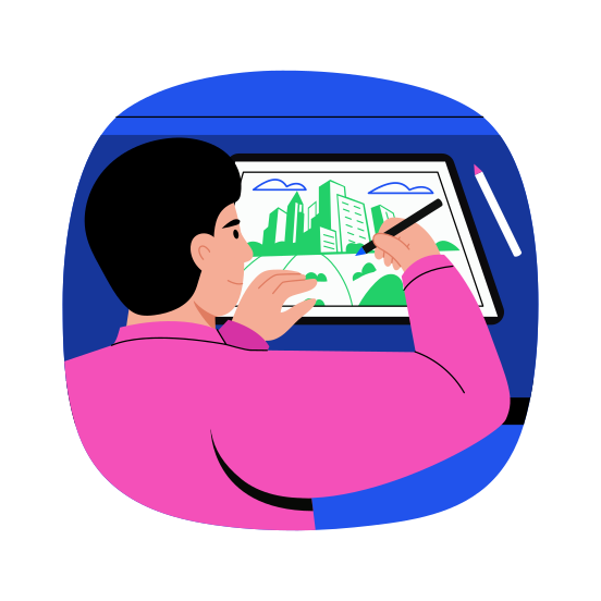 Architect, Sketching, Design, Interface, Metaverse illustration