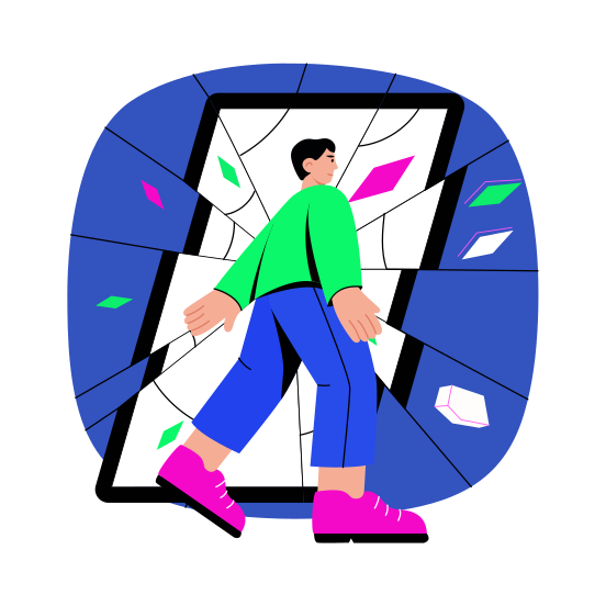 Broken Screen, Damaged, Shattered, Cracked, Malfunction illustration