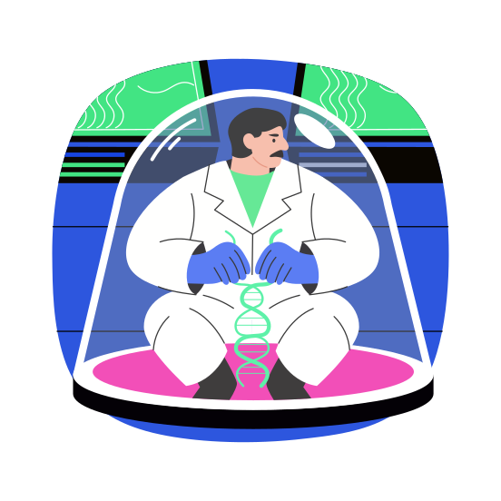 Dna Scanning, Genetics, Researching, Medical, Metaverse illustration