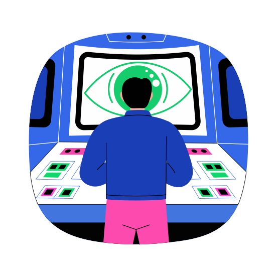 Eye Tracking, Sensor, Biometrics, Scanning, Metaverse illustration