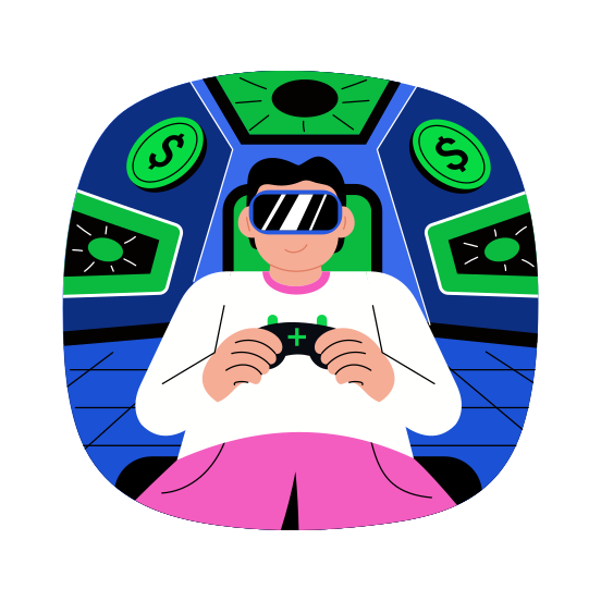 Gamer, Playing, Player, Metaverse, Simulation illustration