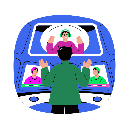 Metaverse Meeting, Communication, Discussion, Talking, Simulation illustration