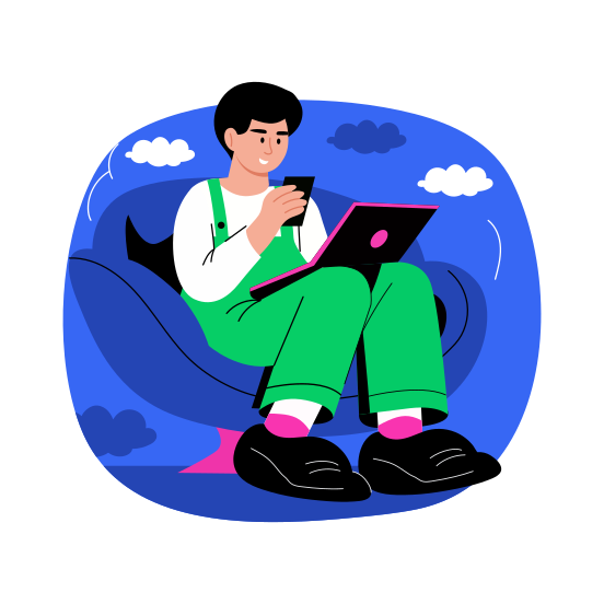 Metaverse, Working, Laptop, Interconnected, Simulation illustration