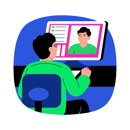 Online Meeting, Communication, Conversation, Talking, Video Call, illustration