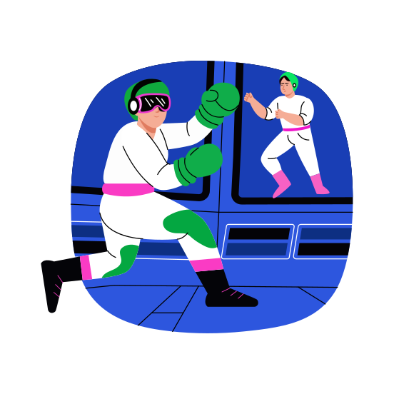 Virtual Boxing, Fighting, Playing, Immersive, Metaverse illustration