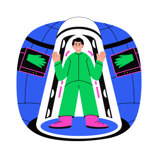 Virtual Portal, Gateway, Futuristic, Teleportation, Metaverse illustration