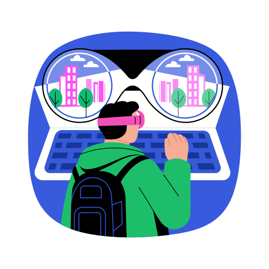 Vr Travel, Exploration, Interface, Tourism, Metaverse illustration