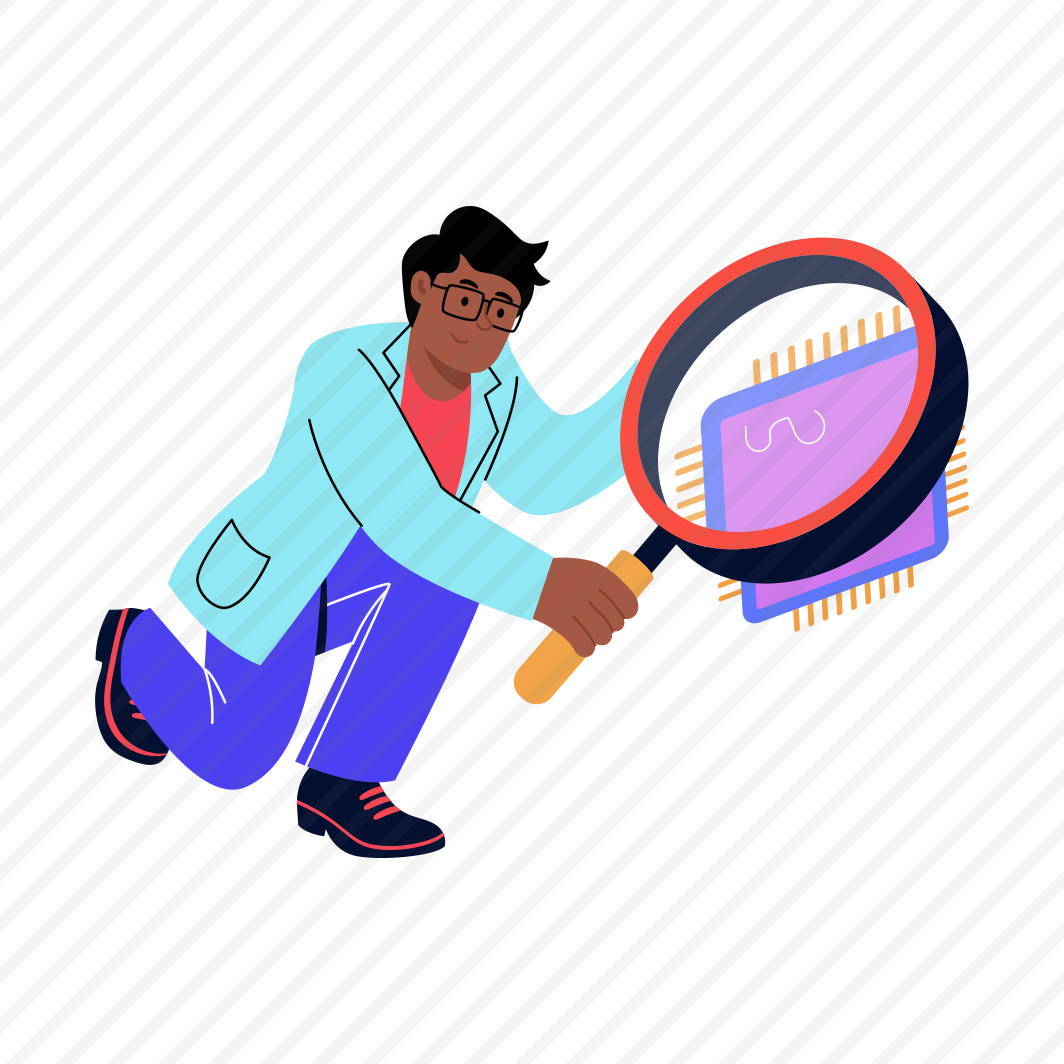 Checking Microchip, Magnifying, Analysing, Researching, Testing preview