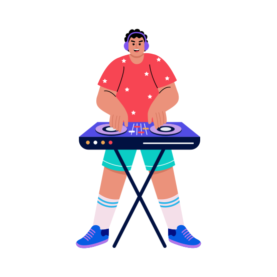 Dj, Music, Entertainer, Performer, Mixing Music illustration