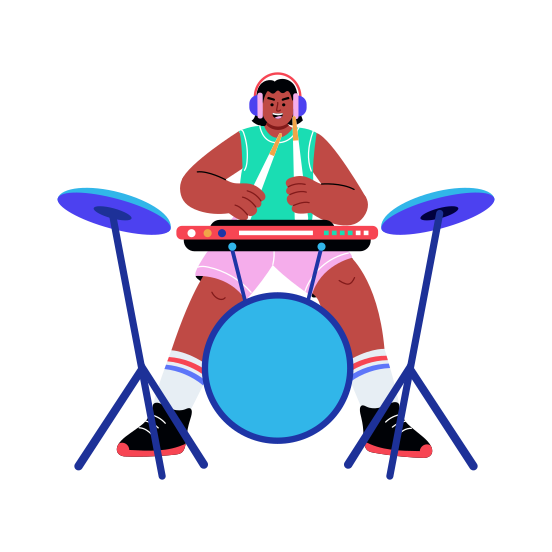 Musician, Drummer, Percussion, Entertainer, Dj, illustration