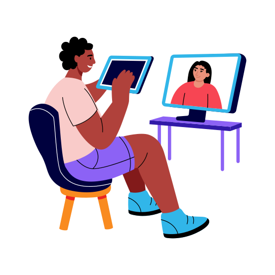 Online Meeting, Communication, Discussion, Calling, Conversation illustration