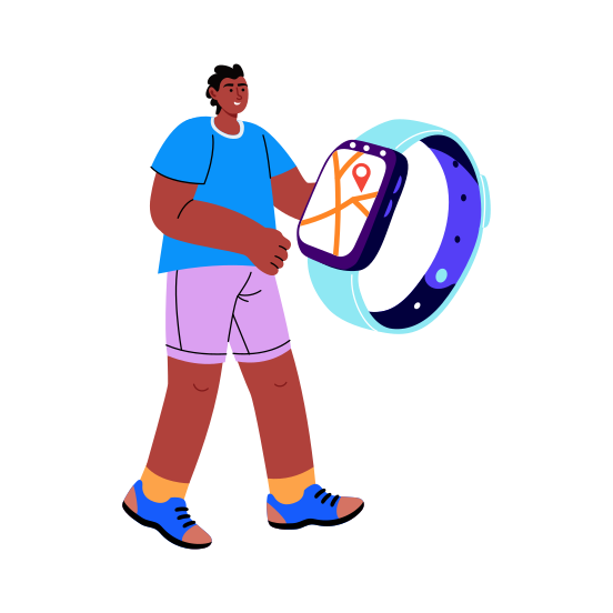 Smartwatch, Device, Wearable, Map, Navigation illustration