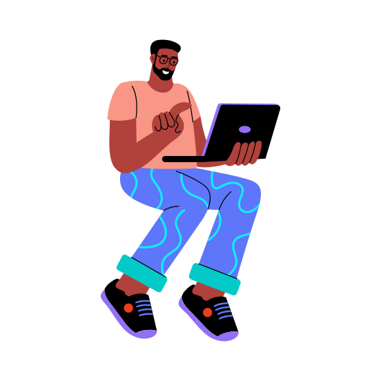 Using Laptop, Working, Typing, Browsing, Device illustration