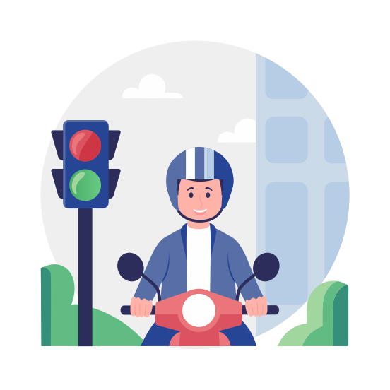 Biker, Riding, Motorcycle, Traveller, Vehicle illustration