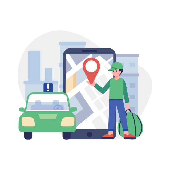 Booking Ride, Cab, Transport, Taxi, Online Booking illustration