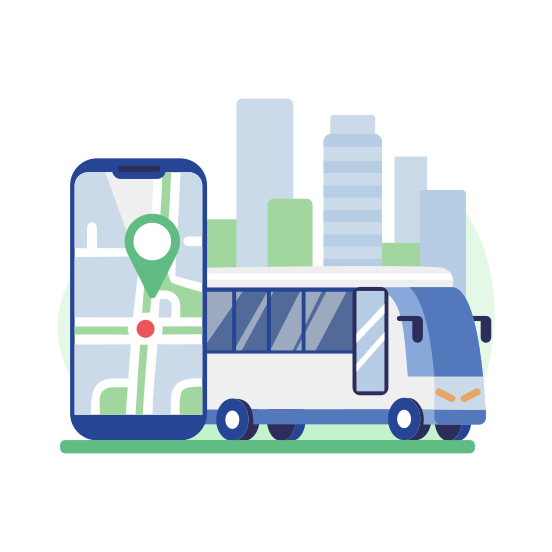 Bus Location, Map, Gps, Direction, Navigation illustration