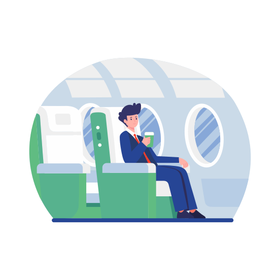 Chilling, Relaxing, Passenger, Traveller, Flight illustration