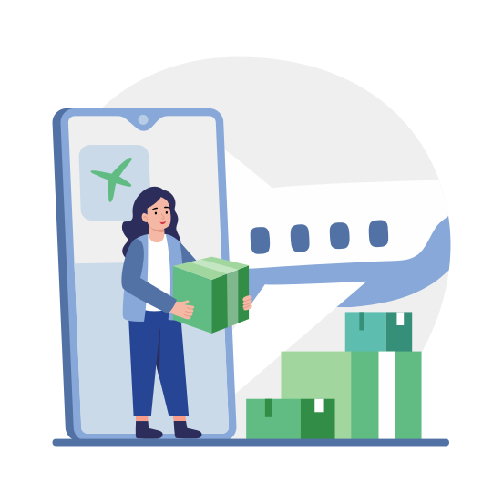 Courier Flight, Packages, Logistic, Parcels, Delivery illustration