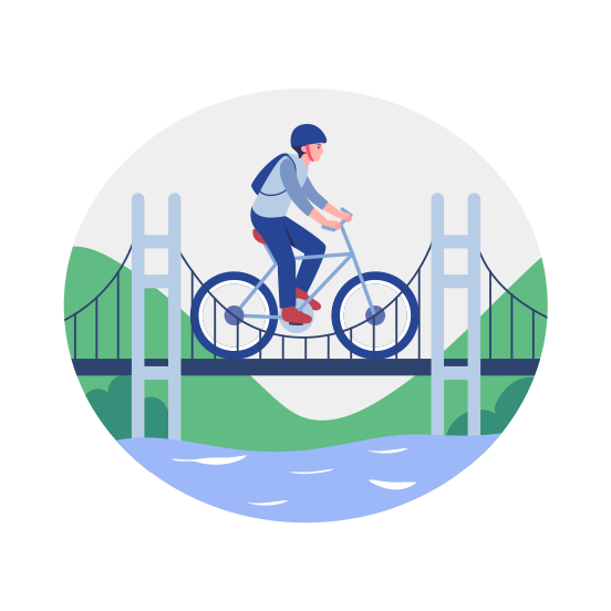 Cycle Ride, Cyclist, Traveller, Vehicle, Transport illustration