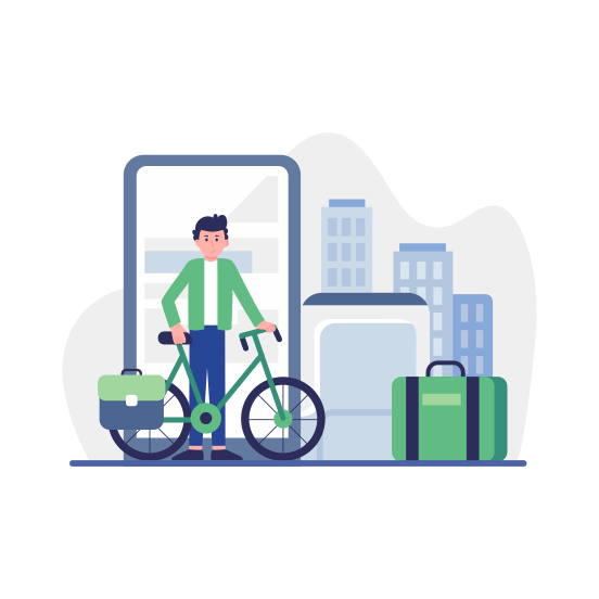 Cycle Tour, Traveller, Cyclist, Tourist, Transport illustration