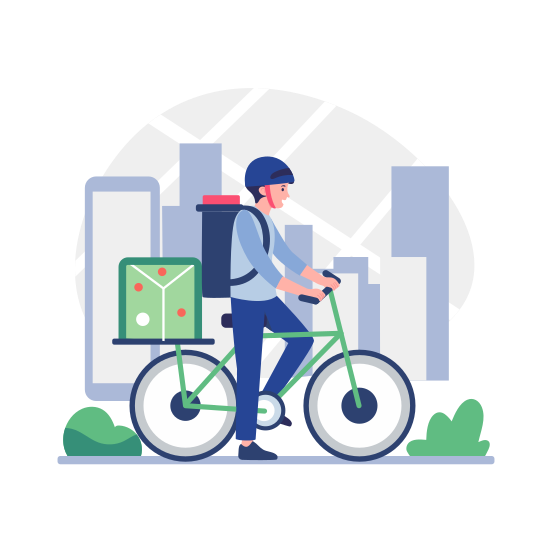 Delivery Boy, Courier, Rider, Shipping, Cycle Delivery illustration