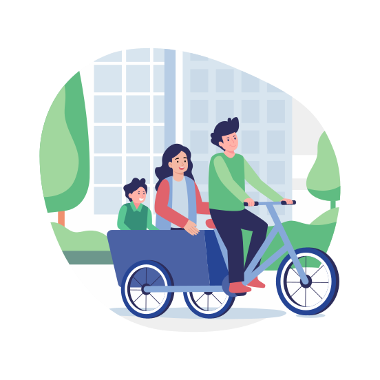 Family Riding, Bicycle, Transport, Outdoor, Travelling illustration