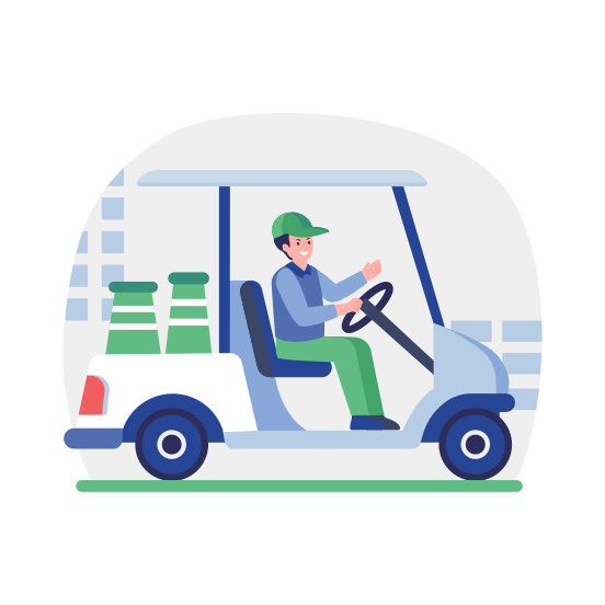 Golf Cart, Buggy, Driving, Travel, Journey illustration