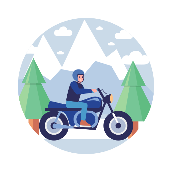 Motorbike, Motorcycle, Biker, Traveller, Transport illustration