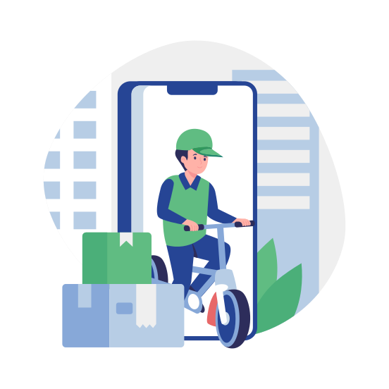 Online Delivery, Parcel, Order, Courier, Rider illustration
