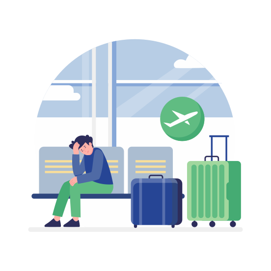Passenger, Traveller, Waiting, Anxious, Frustrated illustration
