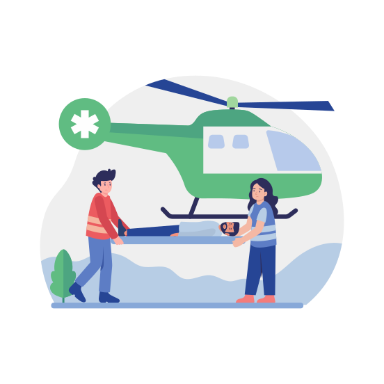 Rescue Helicopter, Emergency, Patient, Injury, Medical illustration