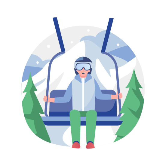 Ski Lift, Leisure, Recreation, Outdoor, Adventure, illustration