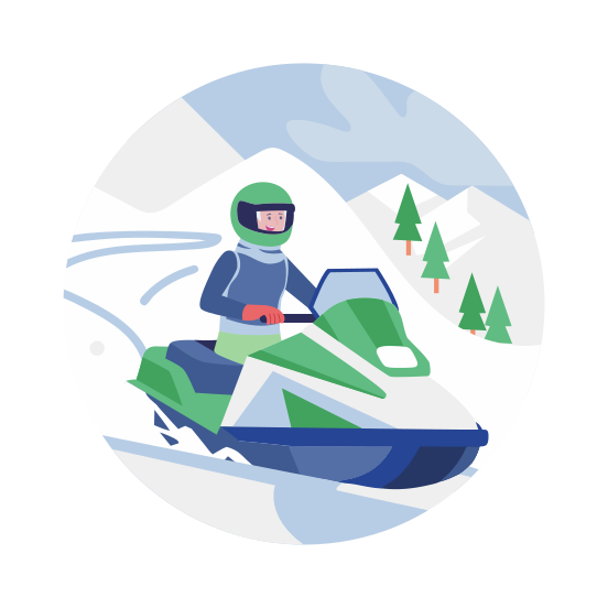 Snowmobile, Adventure, Recreation, Riding, Transport illustration