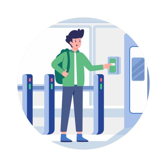 Station Entrance, Doorway, Turnstile, Entry, Scanning illustration