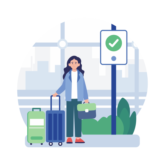 Traveller, Passenger, Tourist, Waiting, Station illustration