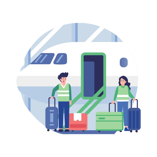 Travelling Flight, Passengers, Air Travel, Luggage, Journey illustration