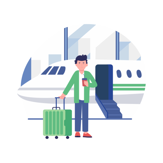 Travelling, Passenger, Tourist, Traveller, Luggage illustration