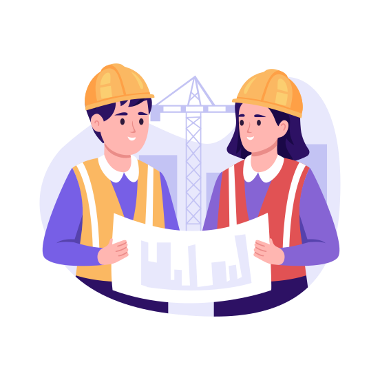 Constructors, Engineers, Workers, Experts, Builders illustration