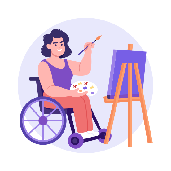 Disabled Woman, Artists, Drawing, Painting, Skilled illustration