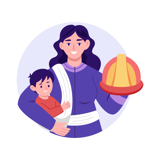 Firefighter, Rescue, Worker, Emergency, Kid illustration