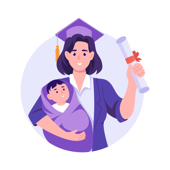 Graduated Mom, Achievement, Success, Diploma, Mother illustration