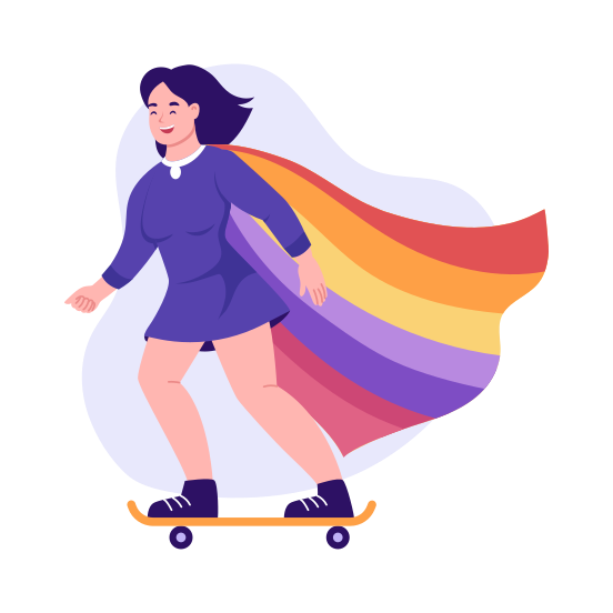 Happy Woman, Skating, Sport, Confident, Cheerful illustration