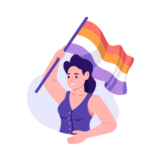 Holding Flag, Pride, Freedom, Protest, Feminism illustration