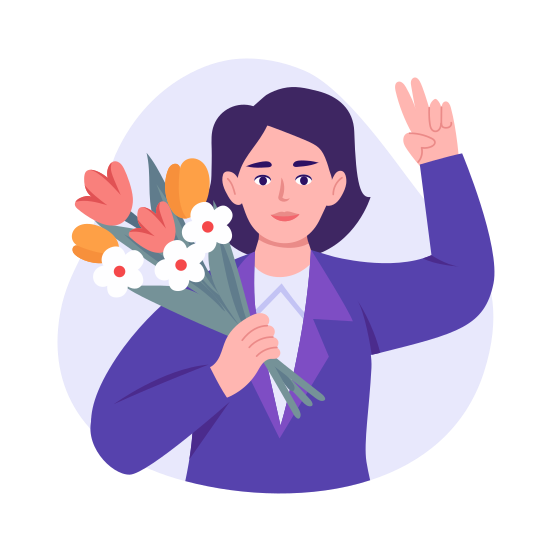 Holding Flowers, Bouquet, Gift, Floral, Gesture illustration