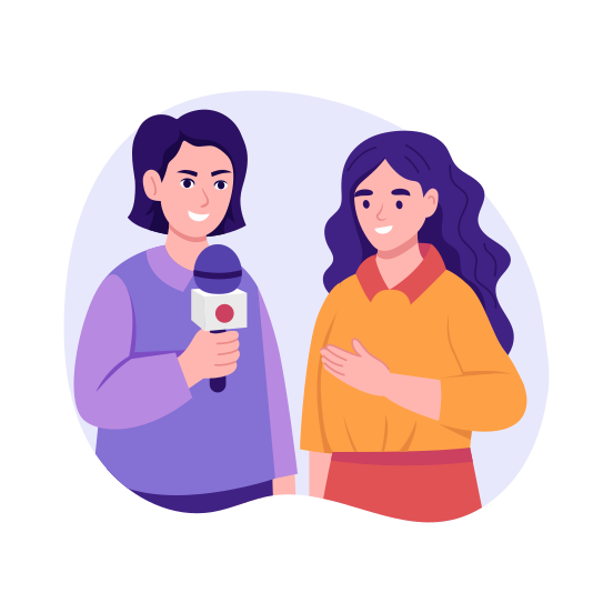 Journalist, Reporter, Interview, Broadcast, Talking illustration