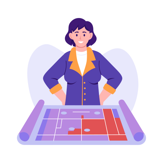 Map Construction, Blueprint, Architecture, Engineering, Worker illustration