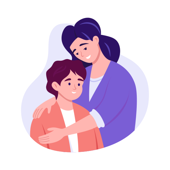 Mom Love, Hugging, Motherhood, Caring, Kid illustration